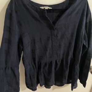 LOFT Window Pane Subtle Plaid Peplum Top